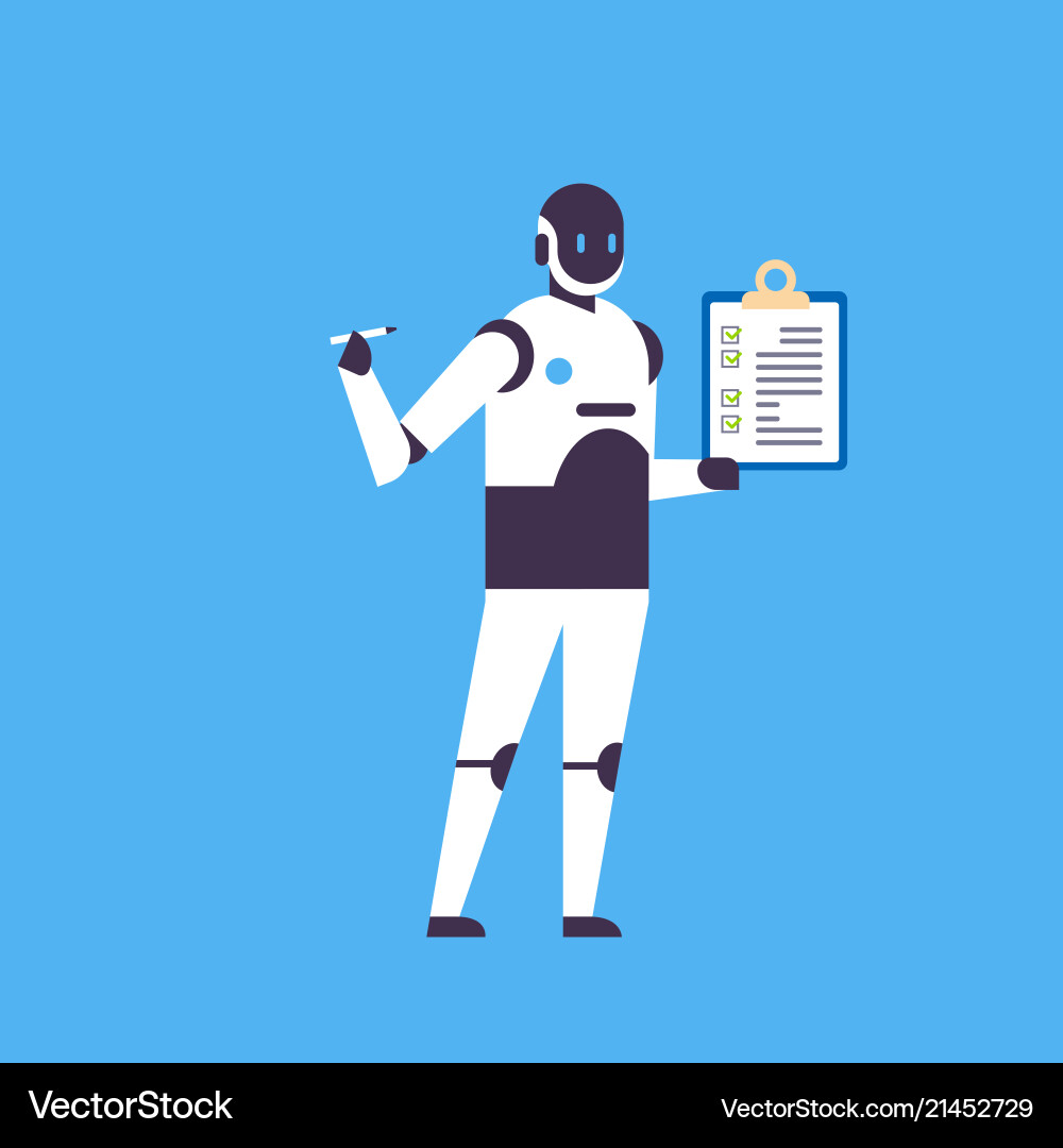 Robot Holding Checklist - AI Assistant vector image