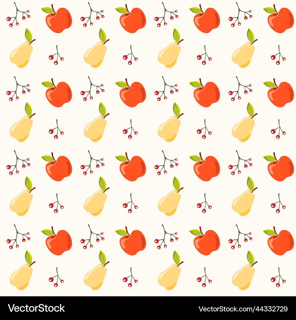 Seamless pattern with apples pears and berries Vector Image