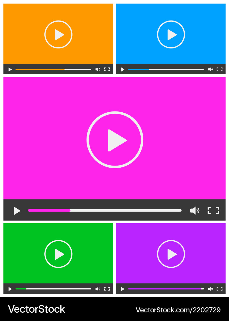 Set of 5 simple abstract icons video player vector image
