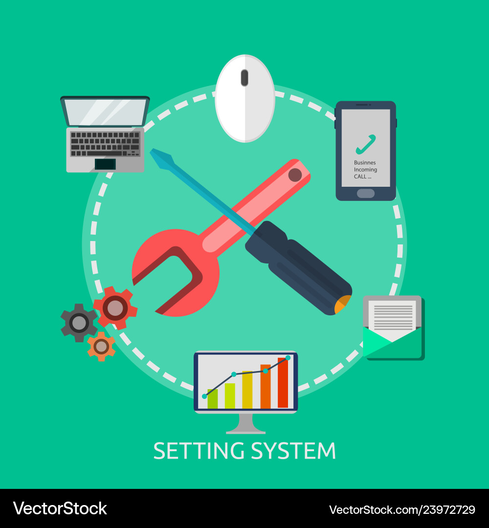 Setting system conceptual design Setting system conceptual design vector image