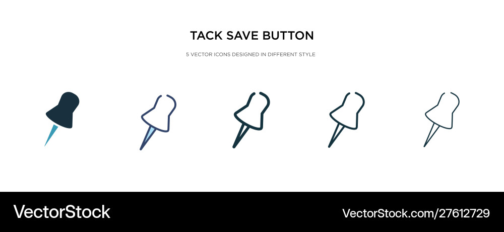 Tack save button icon in different style two vector image