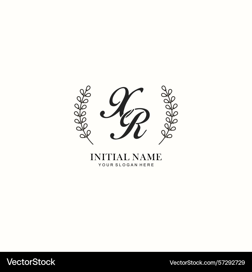 Xr initial logo templates with botanical elements Vector Image