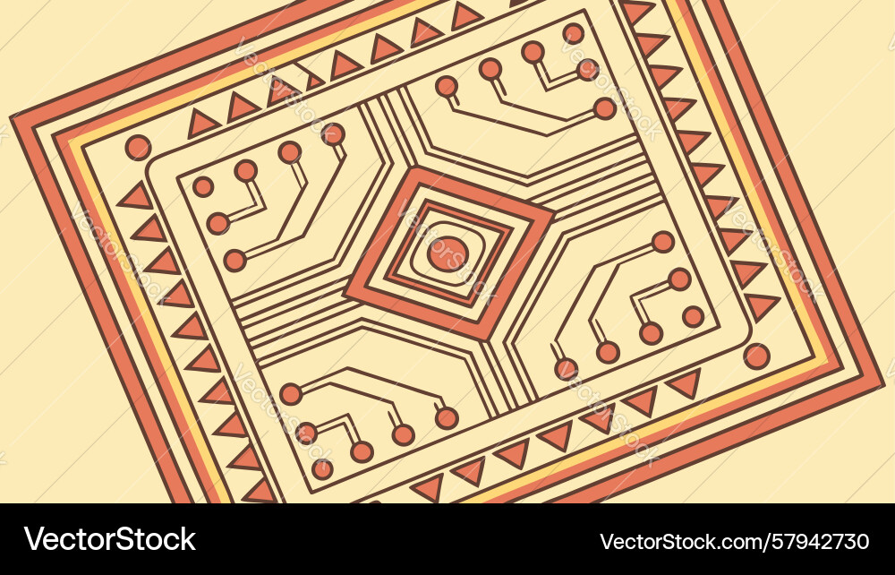 Abstract retro circuit board pattern design vector image