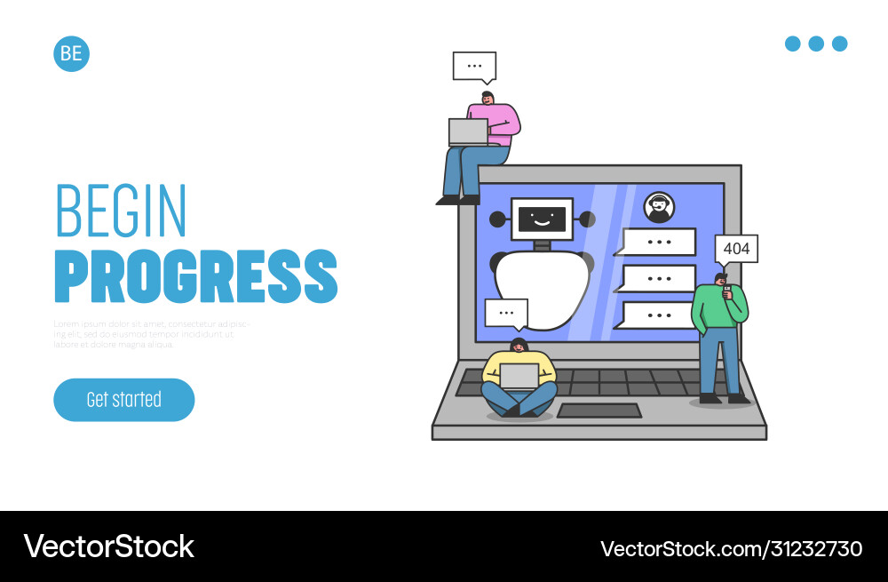 Artificial intelligence concept website landing Artificial intelligence concept website landing vector image