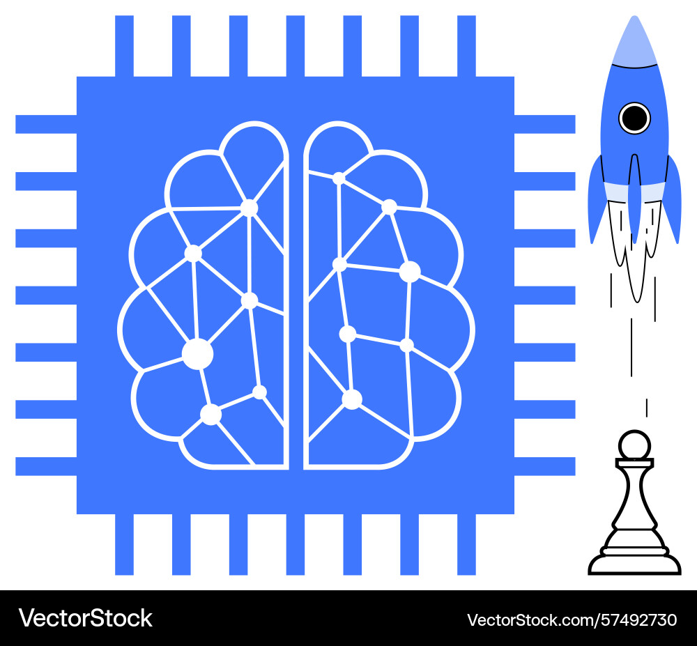 Artificial intelligence concept with brain circuit Artificial intelligence concept with brain circuit vector image