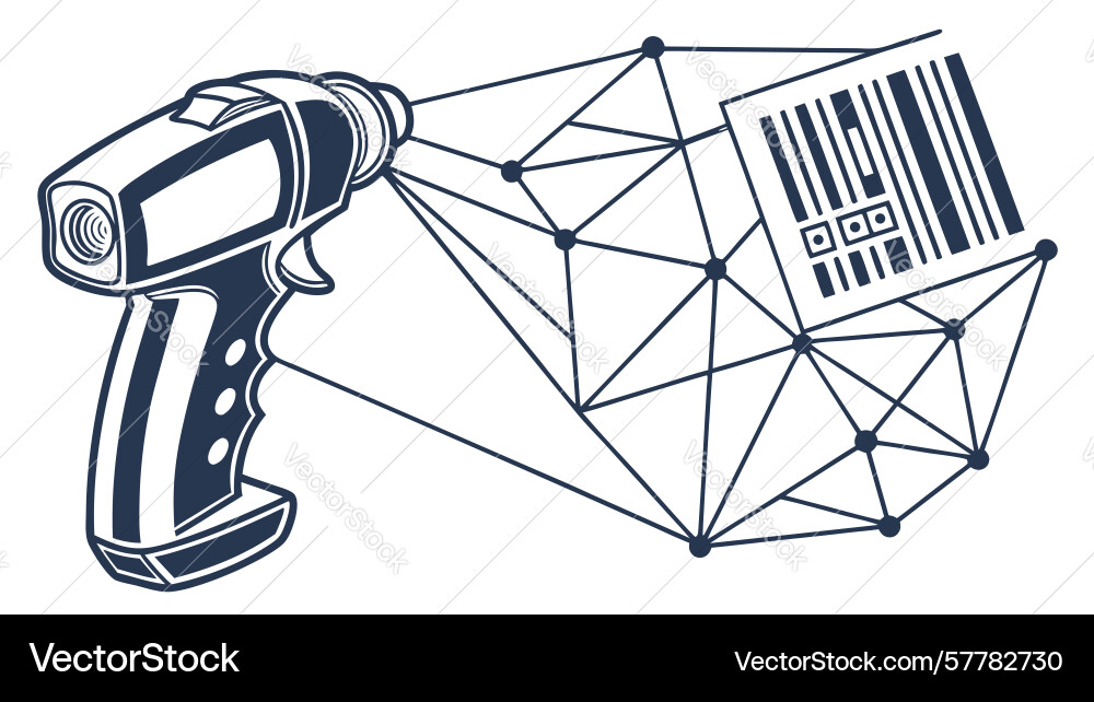 Barcode scanner with data projection inventory vector image
