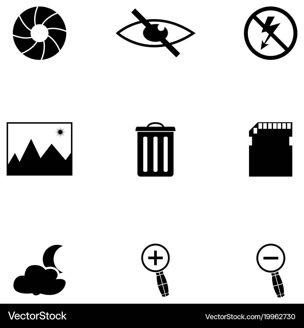 Camera function icon set vector image