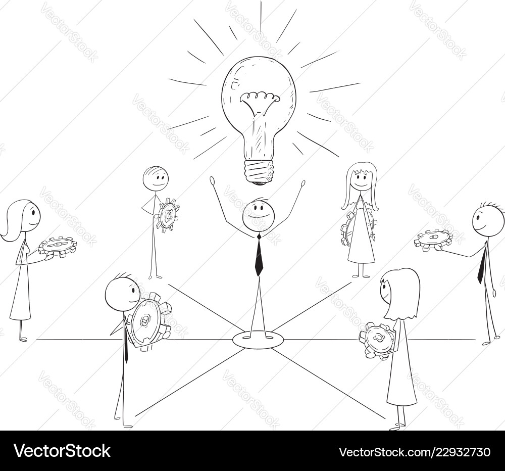 Cartoon von Business-Team und Führer arbeiten Togeth Cartoon von Business-Team und Führer arbeiten Togeth vektorbild