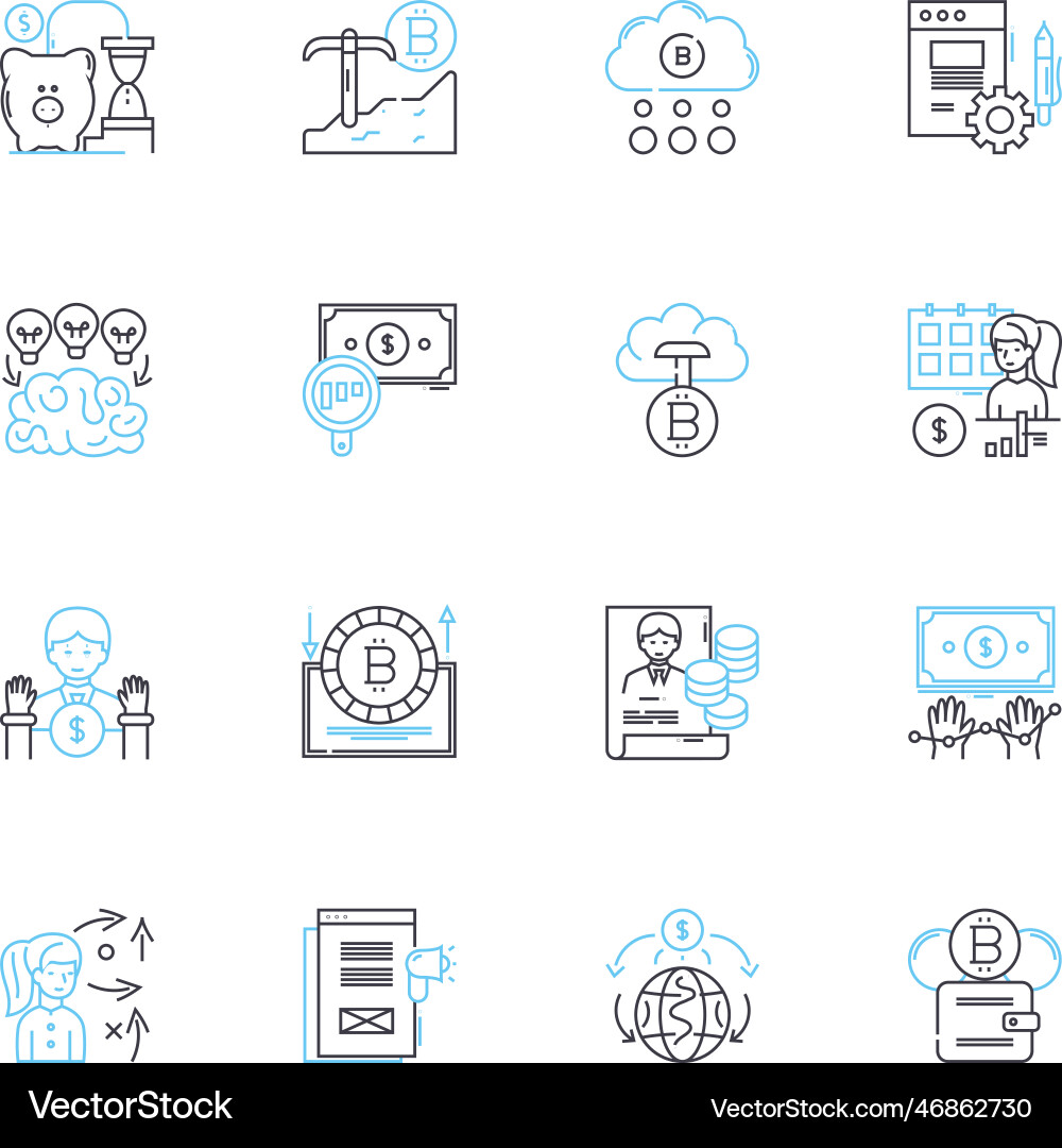 Digital reality linear icons set simulation Digital reality linear icons set simulation vector image