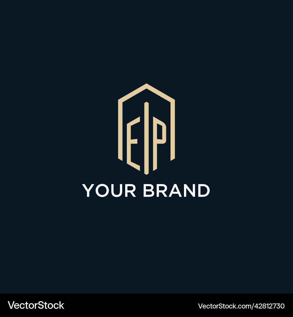 Ep initial monogram logo with hexagonal shape Vector Image