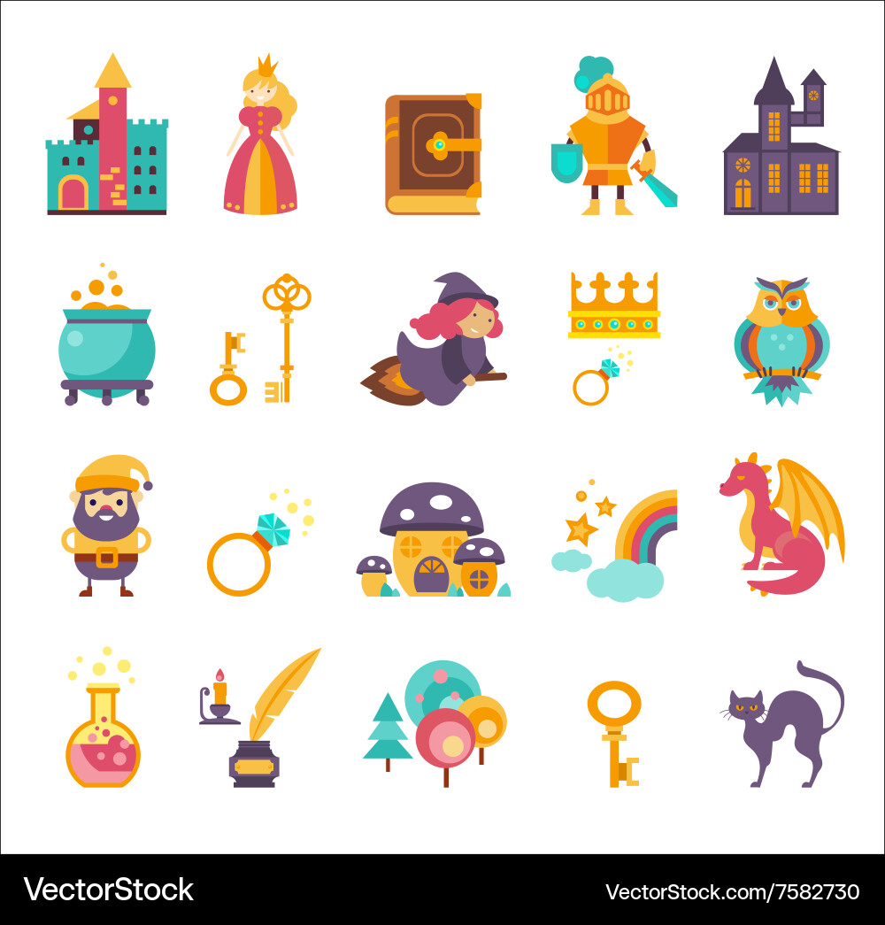 Fairy Tale Icon Set Vector Image