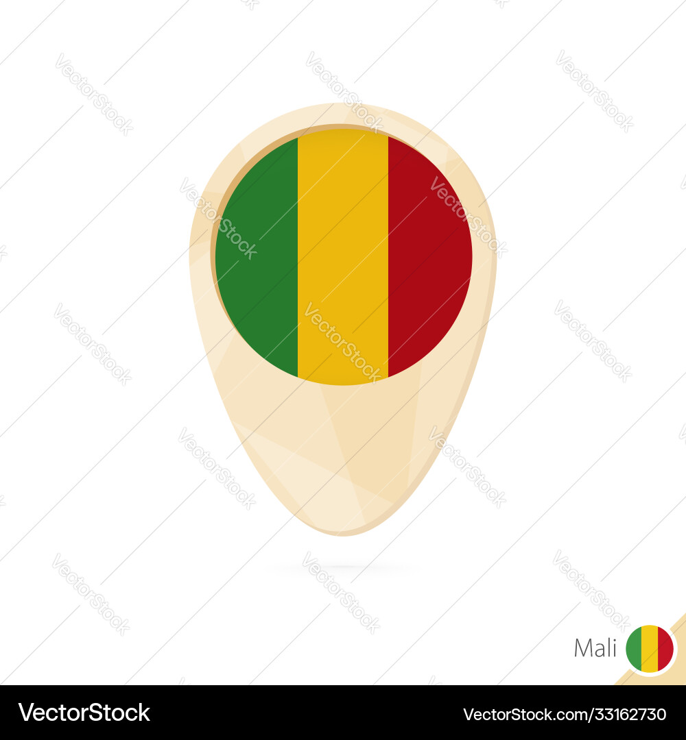 Map pointer with flag mali orange abstract Map pointer with flag mali orange abstract vector image