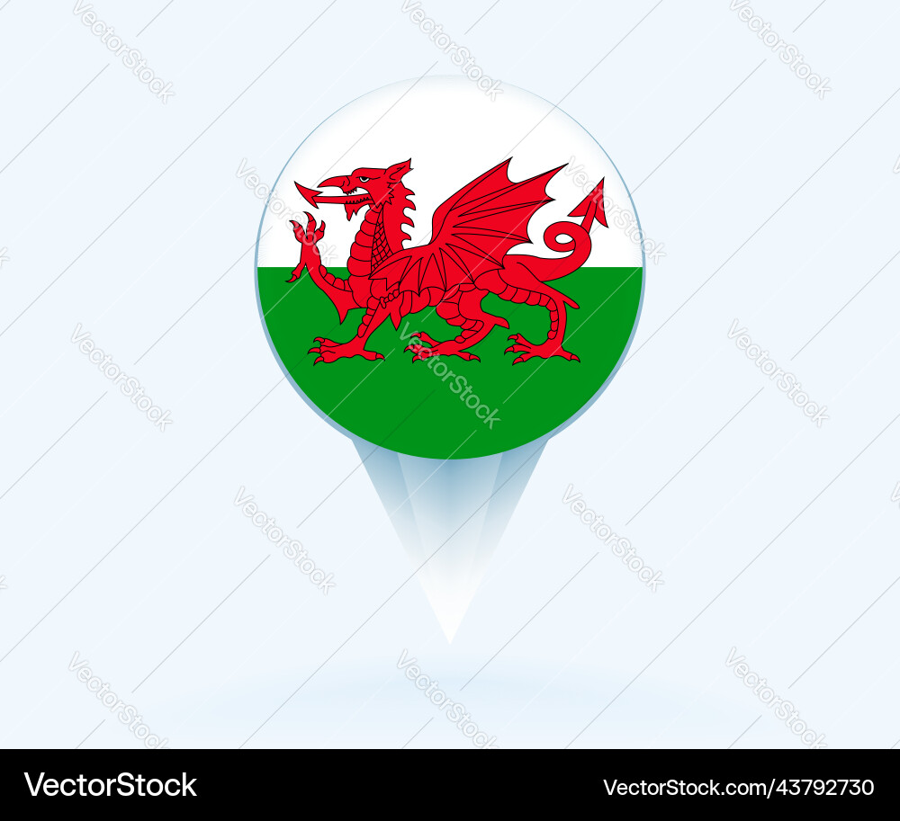 Map pointer with flag of wales vector image