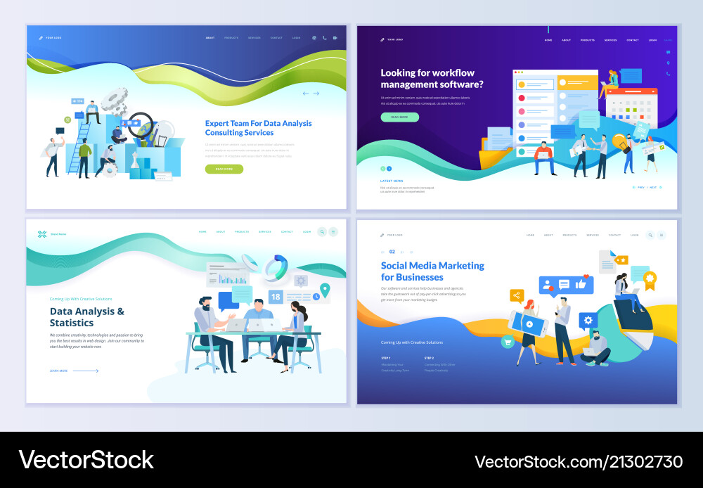 Modern Web Templates - Data & Marketing vector image