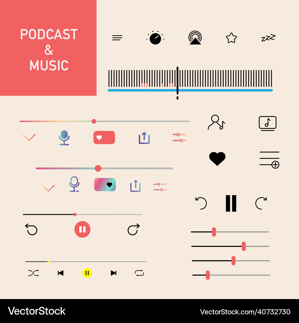 Music player button interface set Vector Image