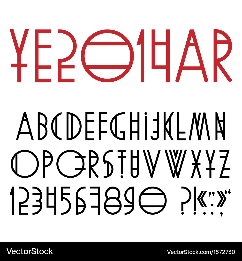 New alphabet lettersnumbers and punctuation marks vector image