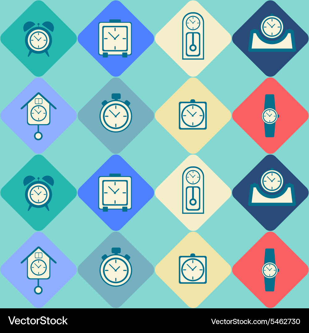Seamless background with clock Vector Image