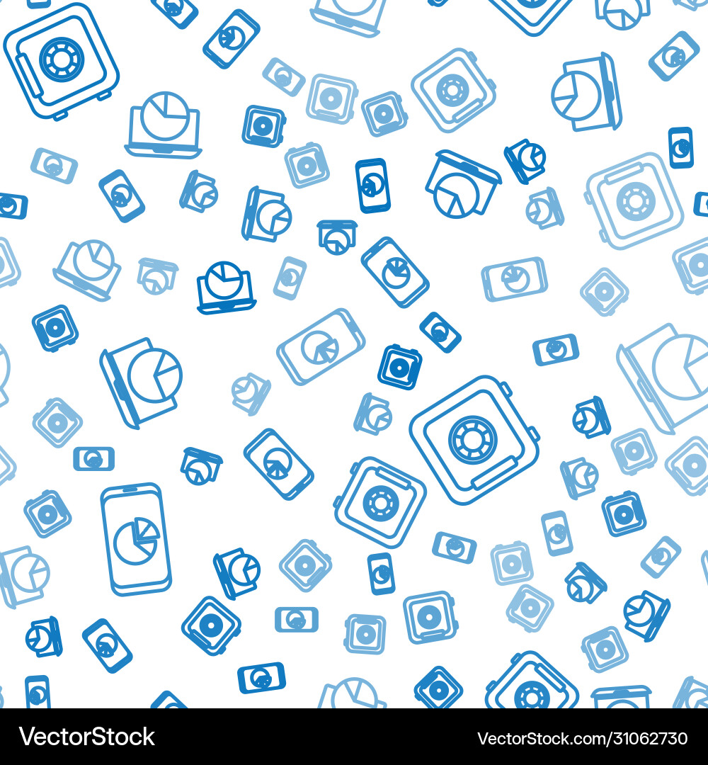 Set line mobile phone with graph chart safe Set line mobile phone with graph chart safe vector image