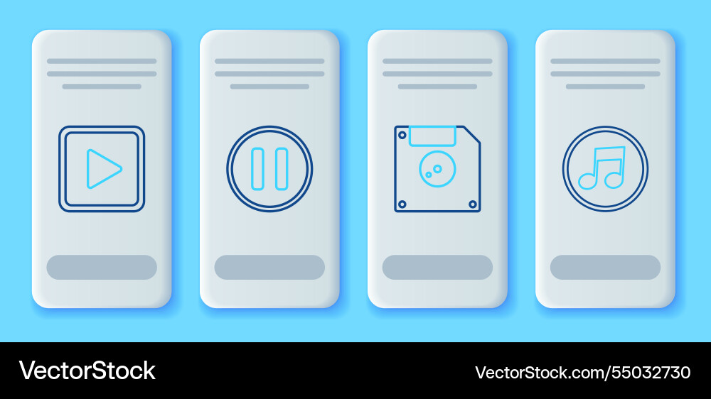 Set line pause button floppy disk for computer Set line pause button floppy disk for computer Vector Image