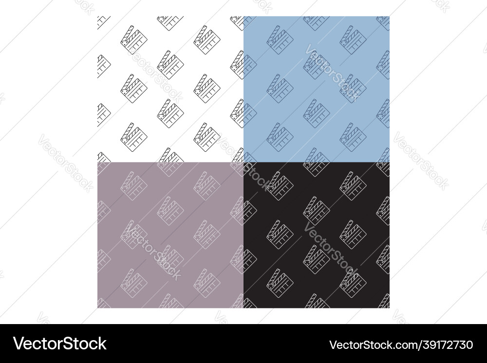 Set of seamless patterns with clapper board Set of seamless patterns with clapper board vector image