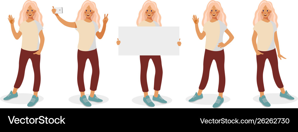 Set with different poses and gestures isolated Set with different poses and gestures isolated vector image