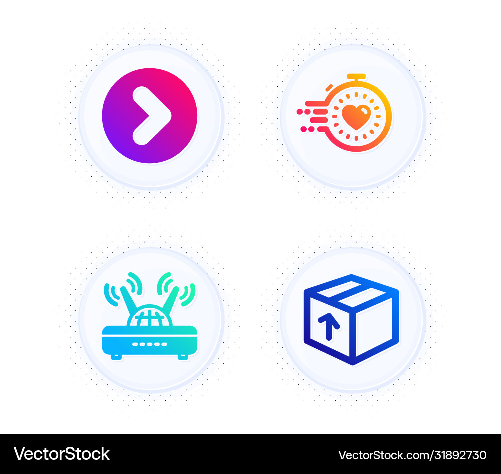 Timer forward and wifi icons set package sign Vector Image