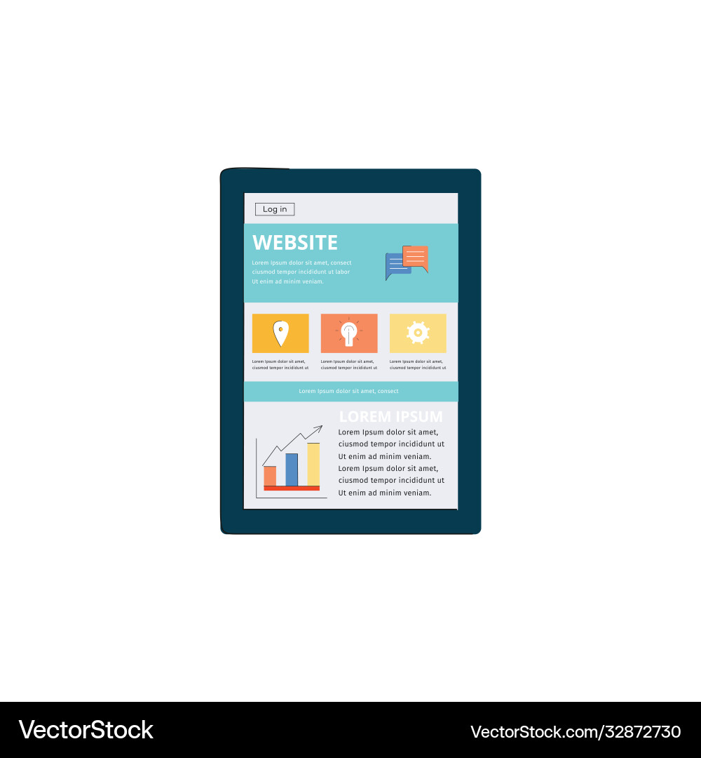 Website interface on modern tablet internet web Website interface on modern tablet internet web Vector Image
