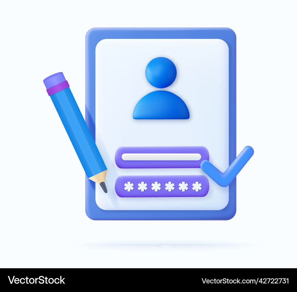 3d account login and password form 3d account login and password form vector image