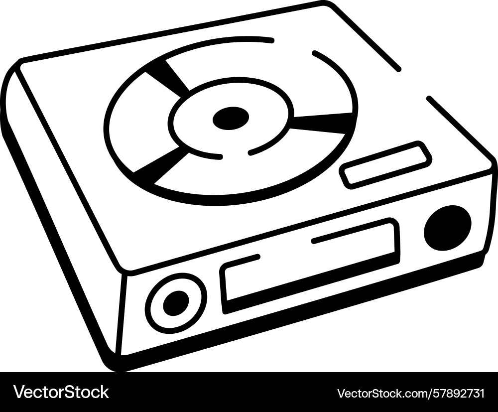 A sketchy style icon showing disk player Vector Image