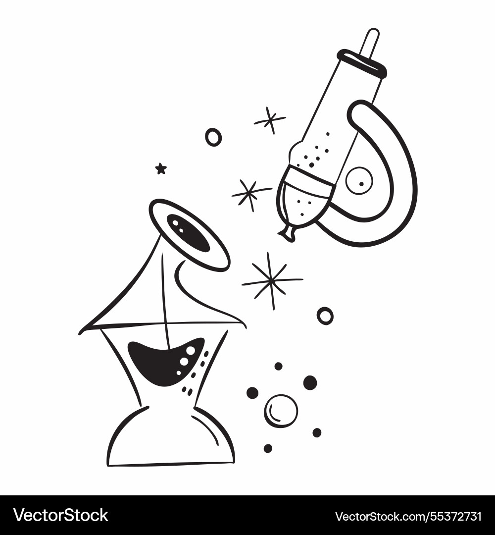 Atom and microscope with science wording concept Atom and microscope with science wording concept Vector Image