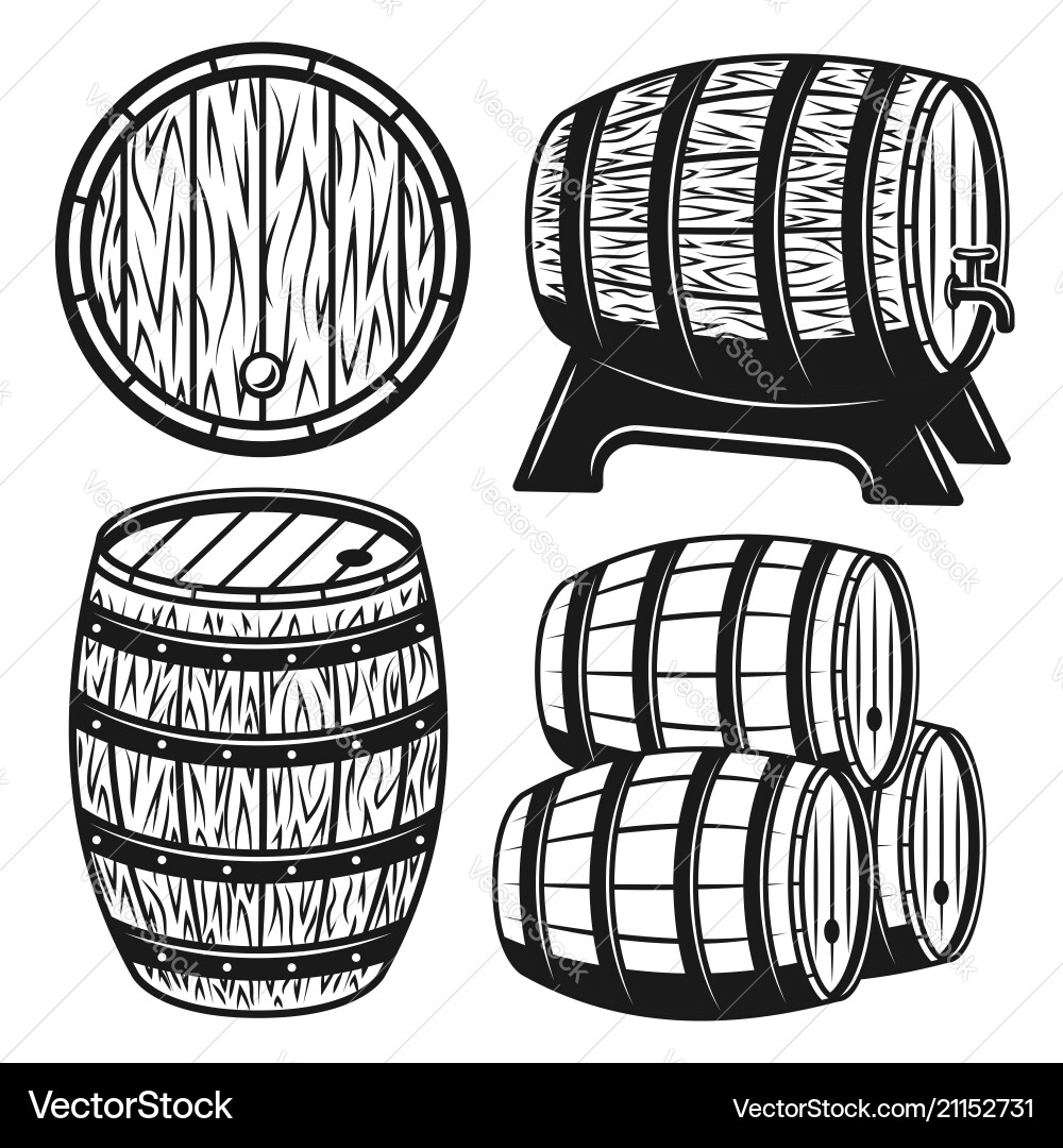 Barrels set of objects or design elements Barrels set of objects or design elements vector image