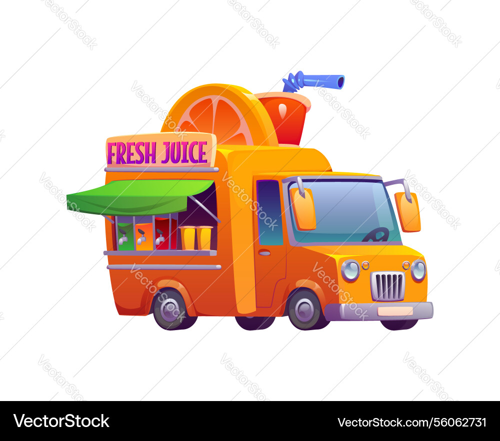 Cartoon fresh juice vintage street food truck Cartoon fresh juice vintage street food truck vector image