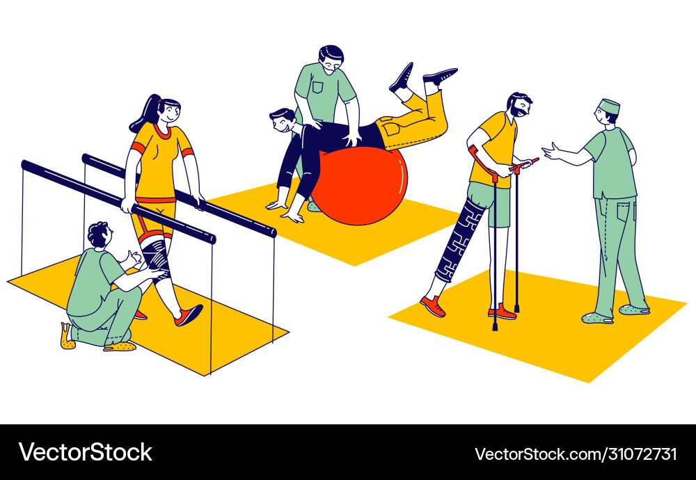 Characters engaged adaptive physical education Characters engaged adaptive physical education vector image