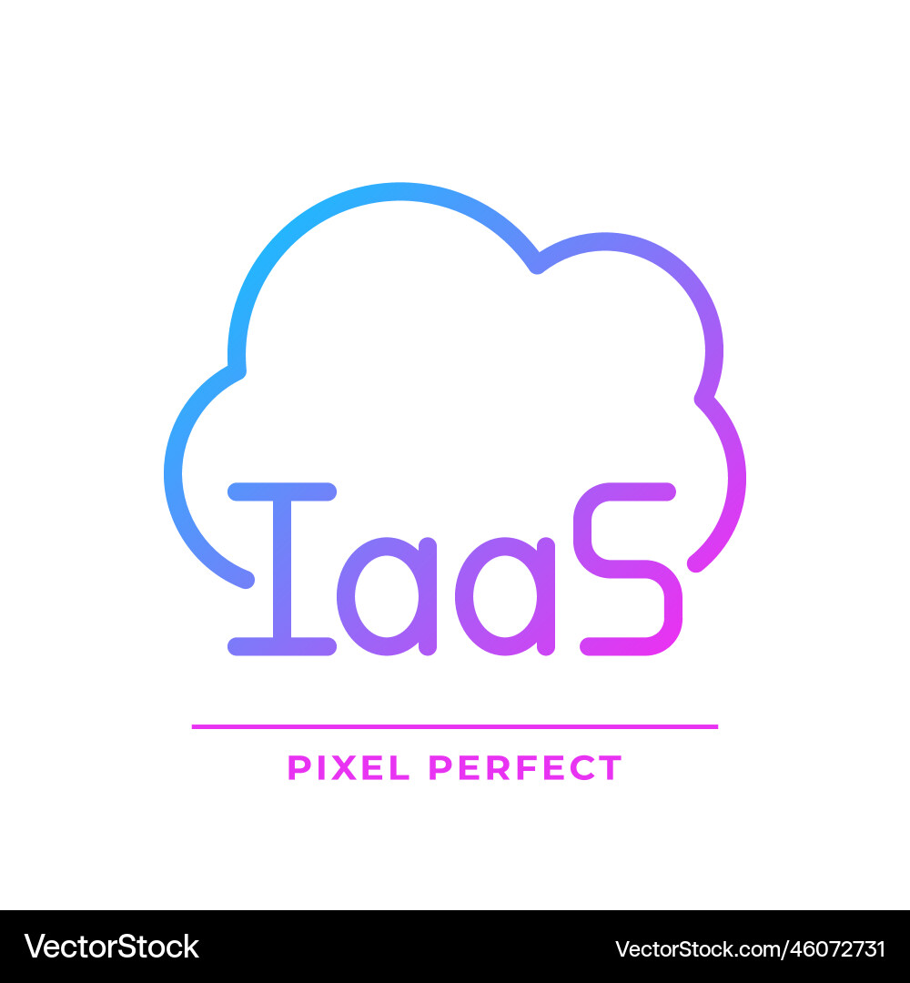 Cloud based iaas pixel perfect gradient linear Cloud based iaas pixel perfect gradient linear vector image