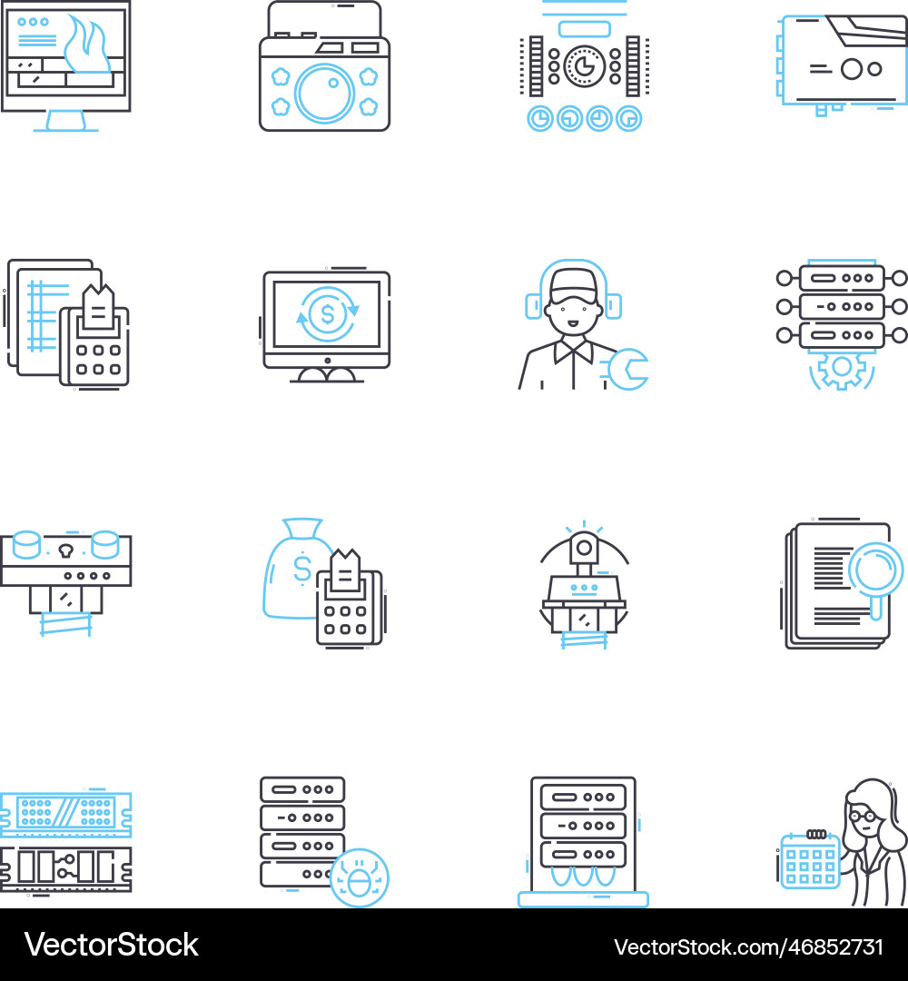 Cloud communication linear icons set Cloud communication linear icons set vector image