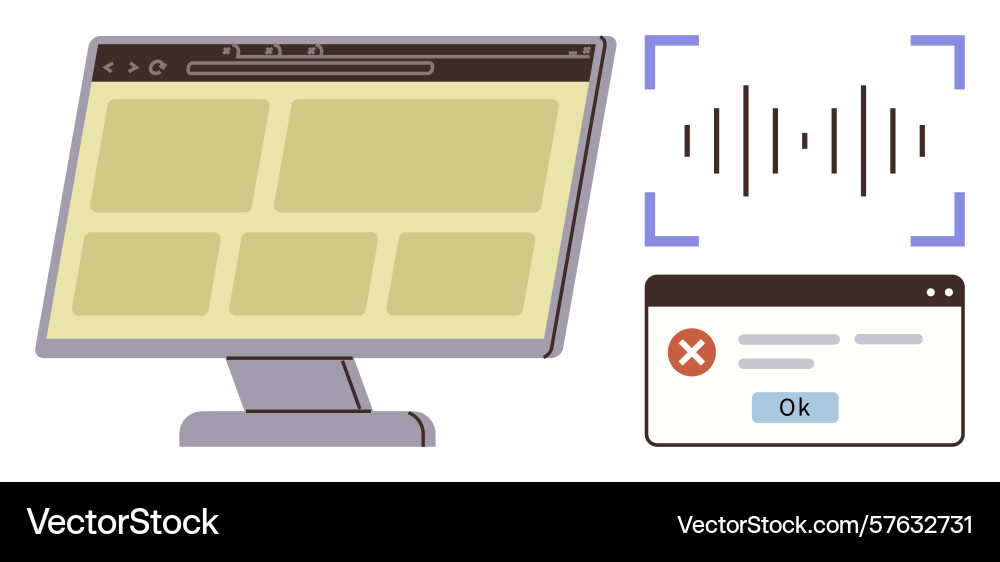 Computer interface with sound wave detection vector image