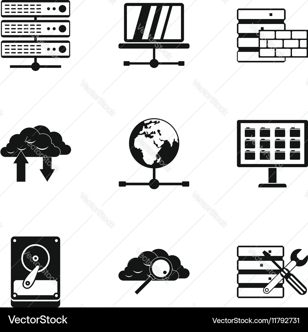 Computer setup icons set simple style Vector Image