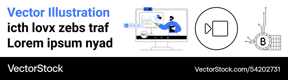 Data analysis presentation with blockchain video Data analysis presentation with blockchain video Vector Image