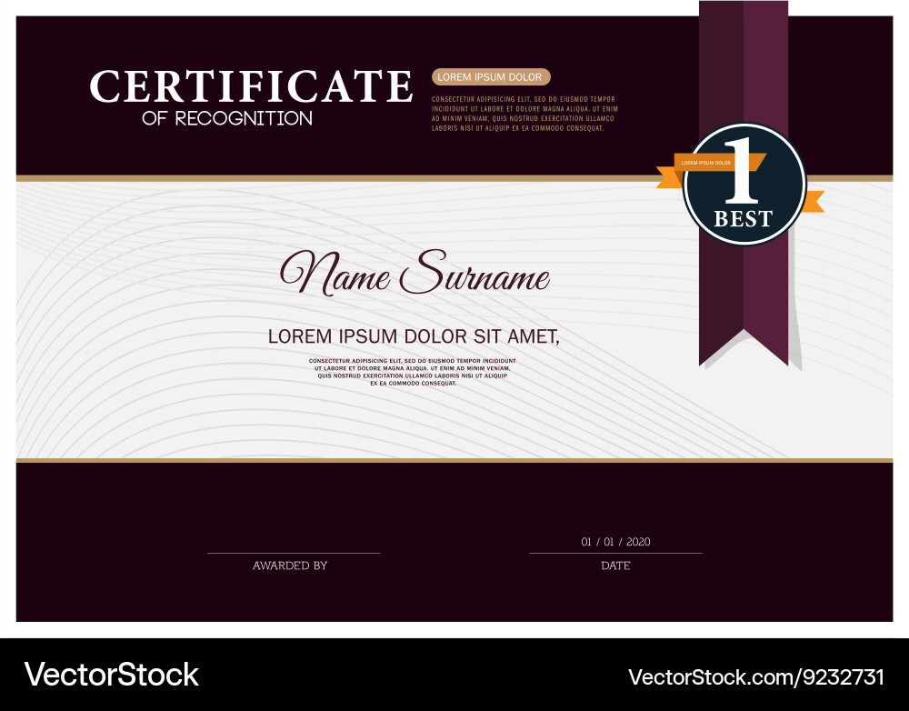 Elegant Certificate Frame - Recognition Template vector image