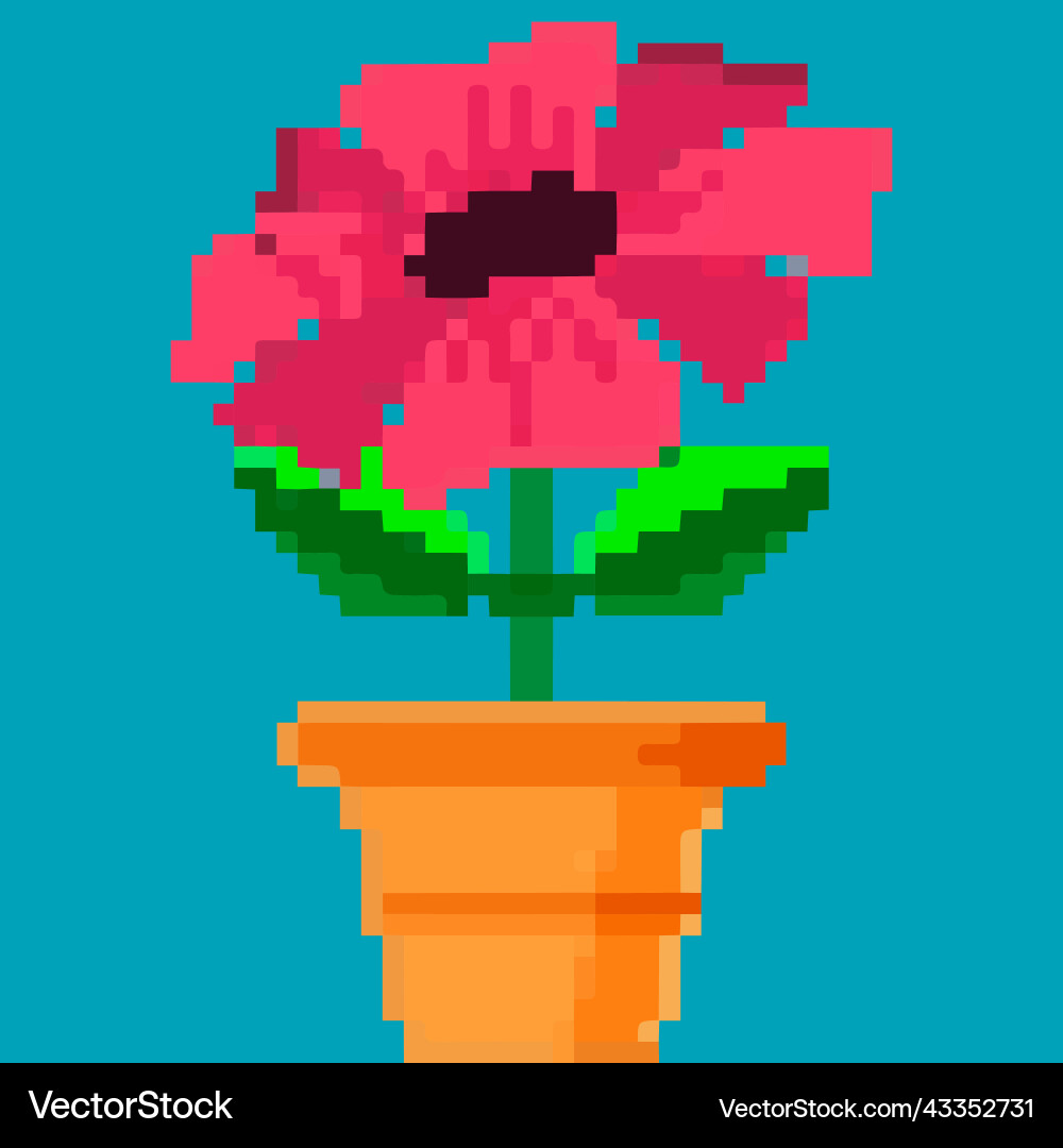 Flower in a pot pixel art and creating your own vector image