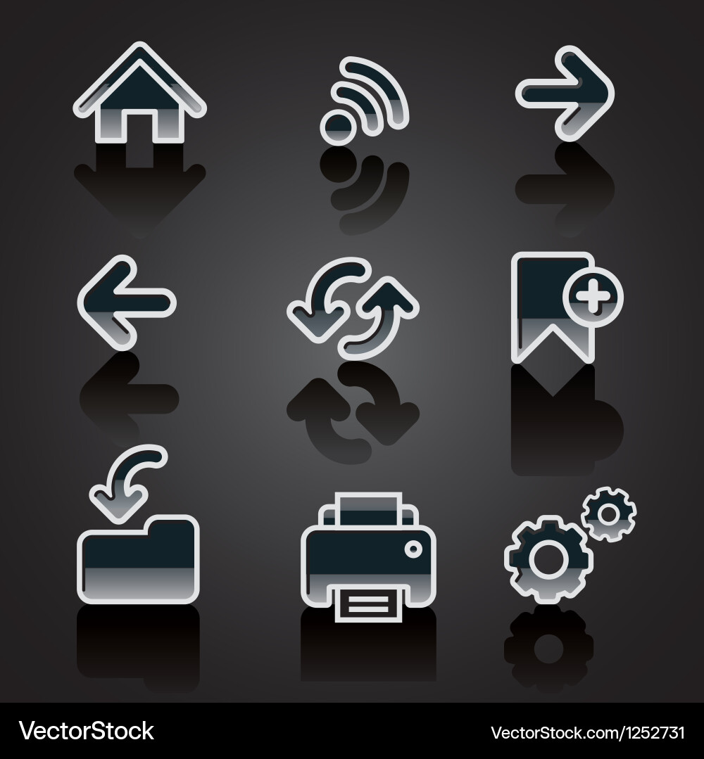 Glossy web navigation icon set vector image