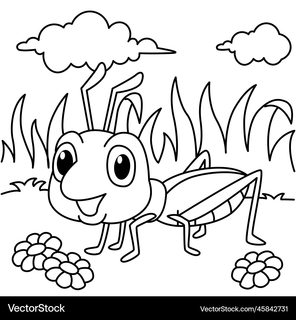 Lustige Grashopper Cartoon Färbung Seite Lustige Grashopper Cartoon Färbung Seite vektorbild