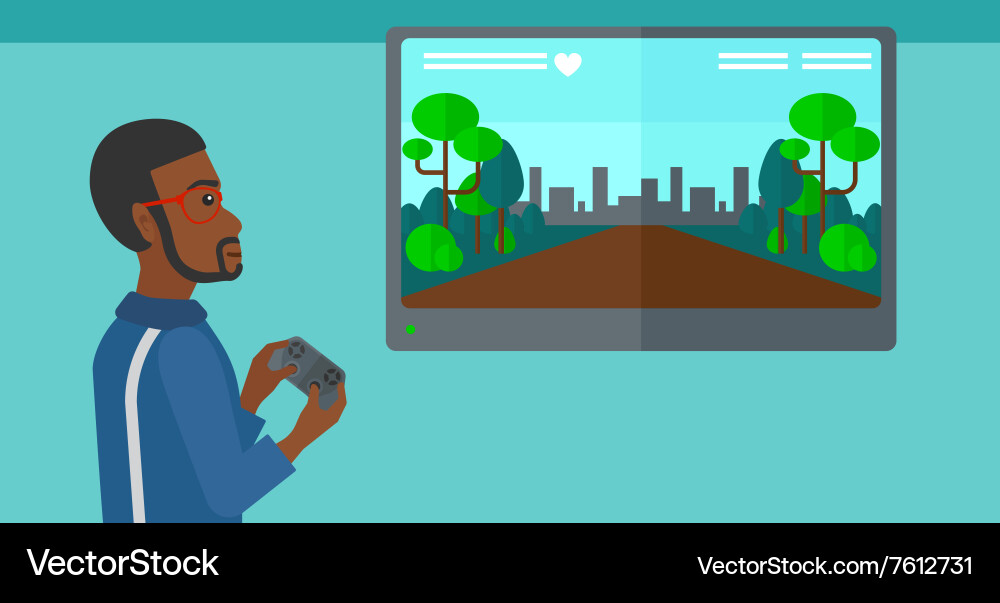 Man playing video game Vector Image