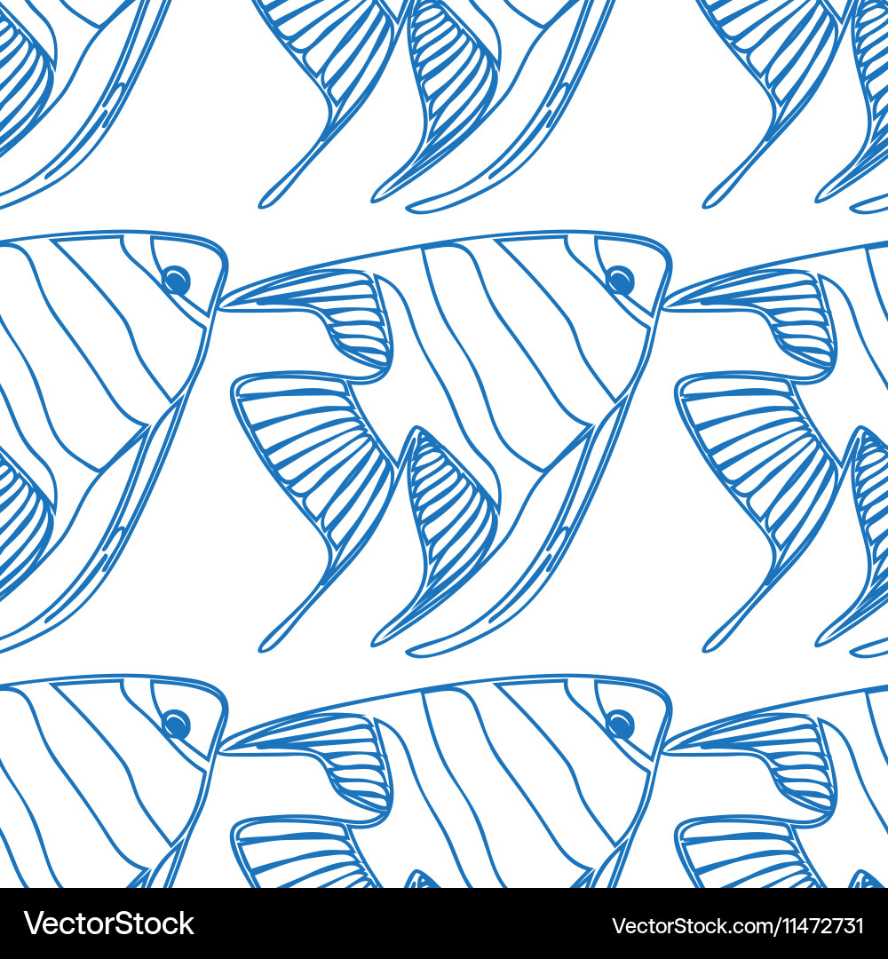 Seamless pattern with scalar fishes vector image