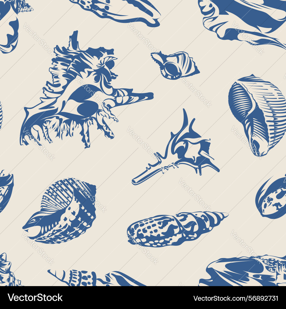 Seamless pattern with seashells Seamless pattern with seashells vector image