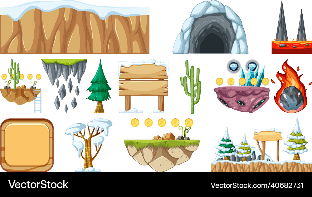 Set of isolated game objects Set of isolated game objects vector image