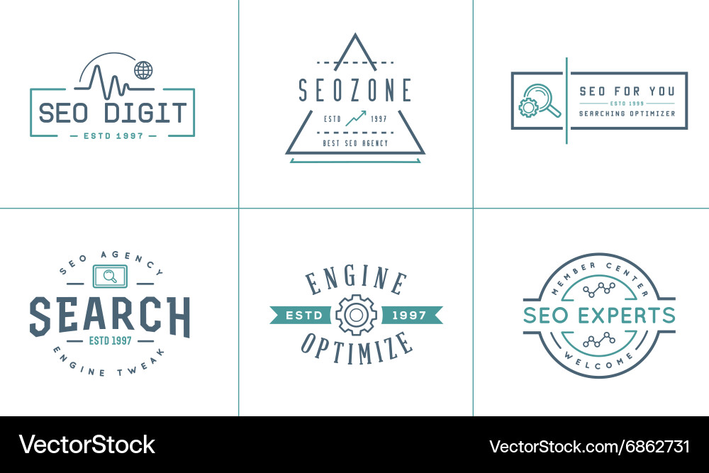 Set of seo search engine optimisation elements Vector Image
