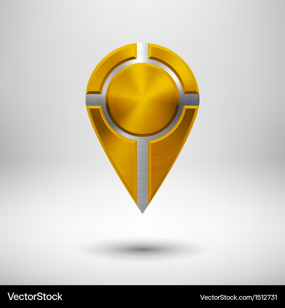 Technology pointer button with gold metal texture vector image