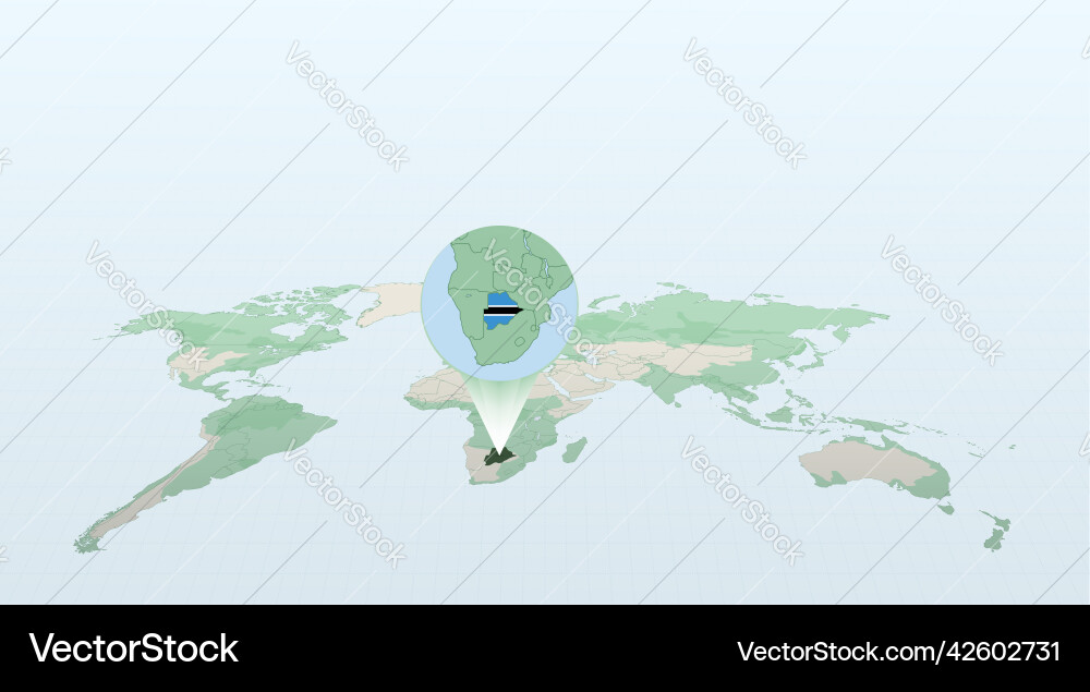 World map in perspective showing the location vector image