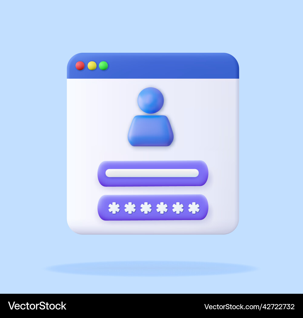 3d user login form page 3d user login form page vector image